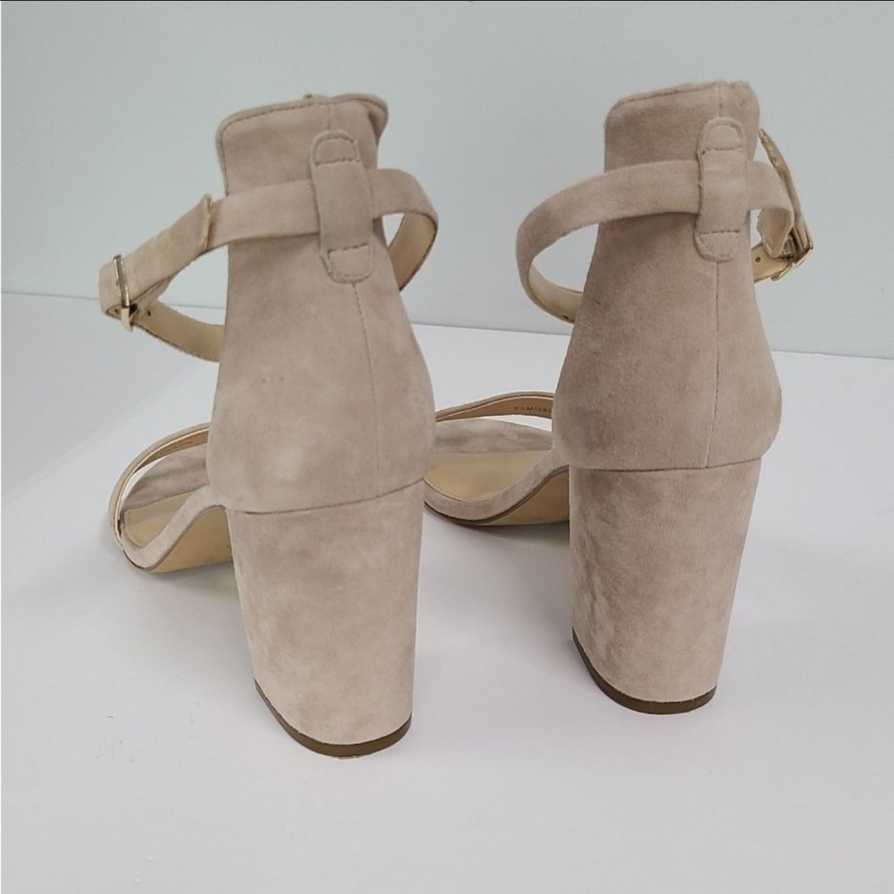 NWT Vince Camuto Women's Natural Beige Suede Open Toe Block Block Heels … - Picture 2 of 4